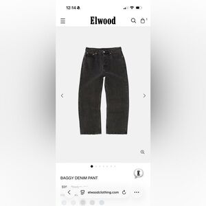 Elwood Men's Baggy Denim Pants - Charcoal
